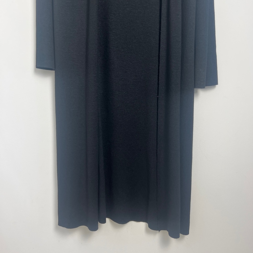 MAX Studio Medium Black Silk Blend‎ Ribbed Long Open Duster Sweater - Picture 4 of 8
